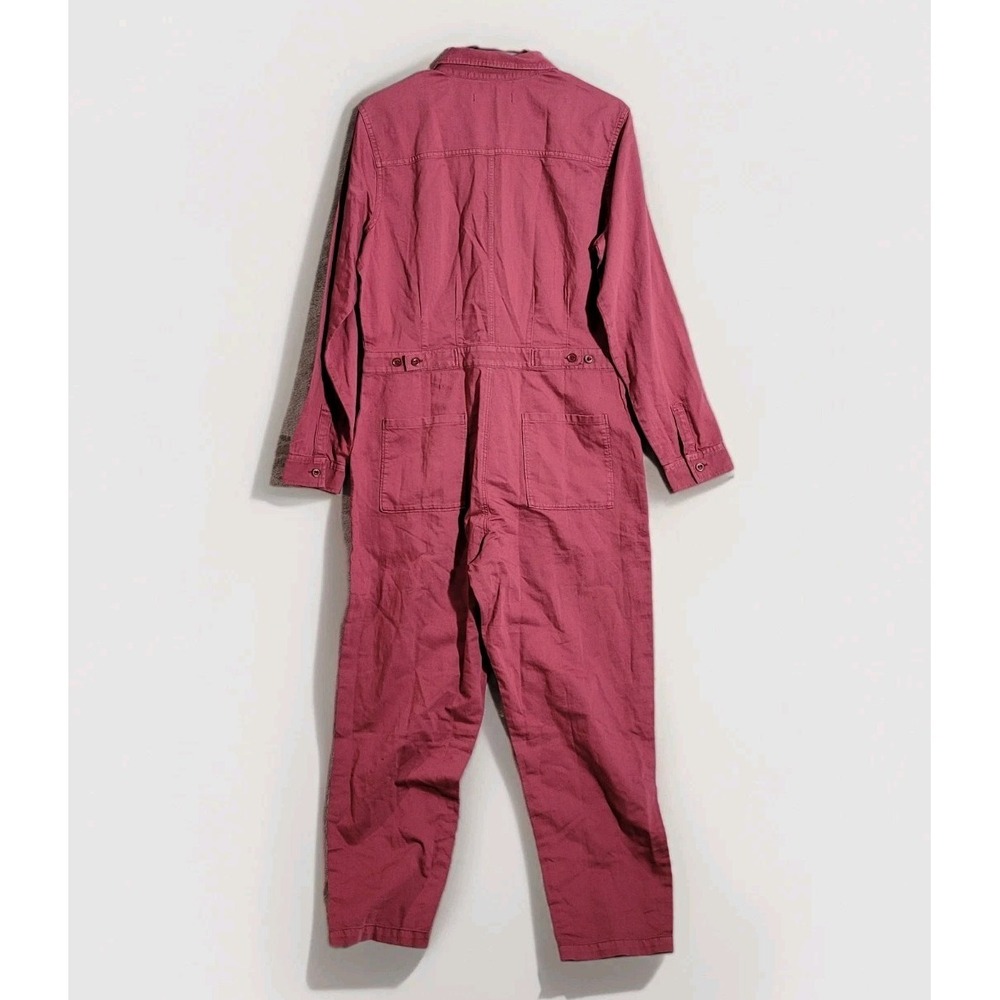 Outerknown S.E.A. Long Sleeve Organic Cotton Linen Jumpsuit Sz M Wine Coverall - Picture 9 of 11